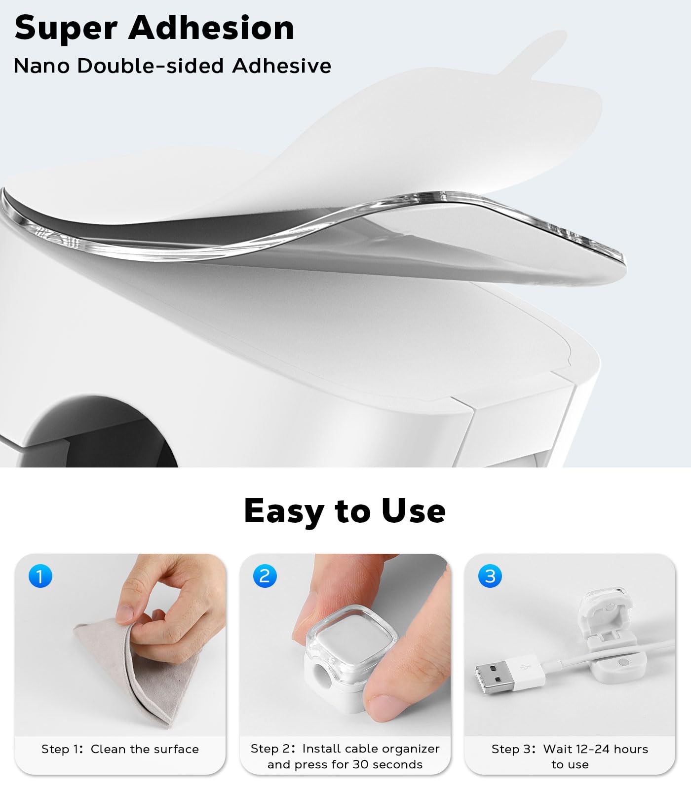 MoKo 6 Pack Magnetic Cable Clips, Under Desk Cable Management, Adhesive Magnetic Cord Holder, Magnetic Cord Organizer Wire Holder Keeper Organizer