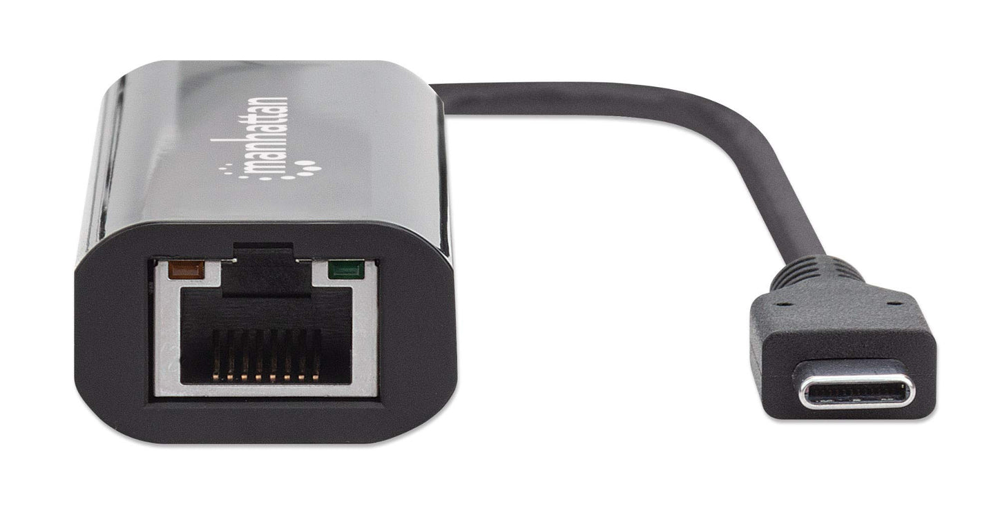 Manhattan USB C to RJ45 2.5GBase-T (Multi-Gigabit) Ethernet Adapter, SuperSpeed USB 3.2 Gen 1 Compliant (up to max 5 Gbps Transfer Rate), Thunderbolt
