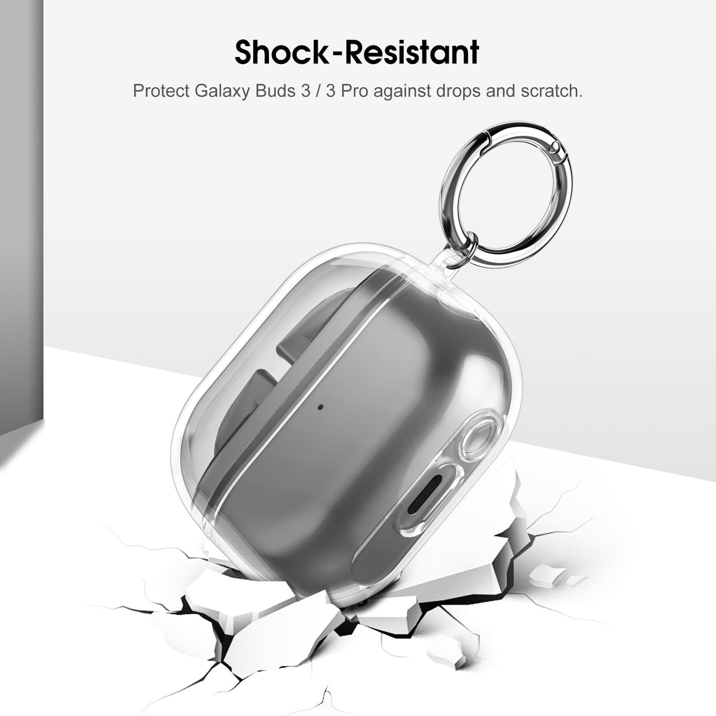 Fintie Clear Case for Samsung Galaxy Buds 3 FE (2025), Galaxy Buds 3 Pro / Buds3 (2024), Anti-Lost Shockproof Earbuds Protective Cover with Keychain
