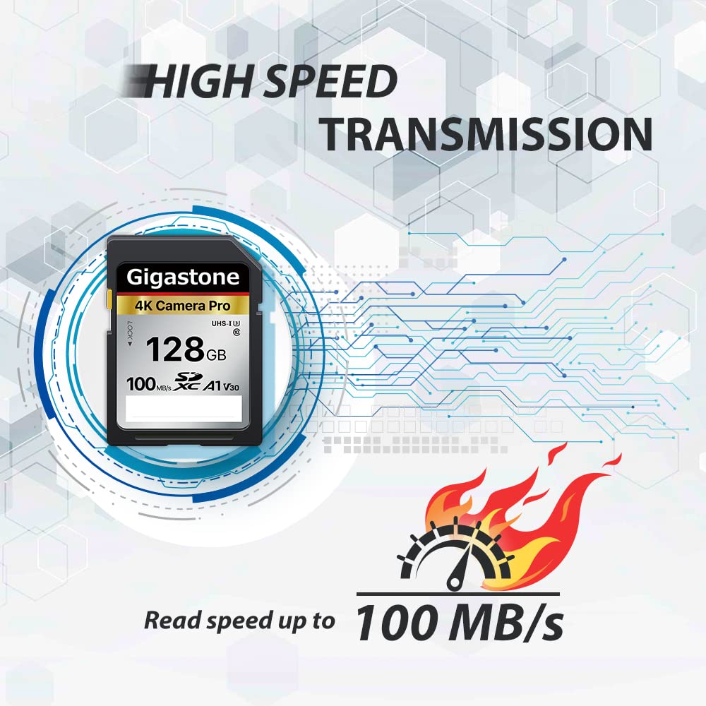 ?5-Years Data Recovery? GIGASTONE 128GB SD Card, 4K Camera Pro, A1 V30 SDXC Memory Card 4K UHD Video Compatible with Canon Digital Camera, with 1 Mini