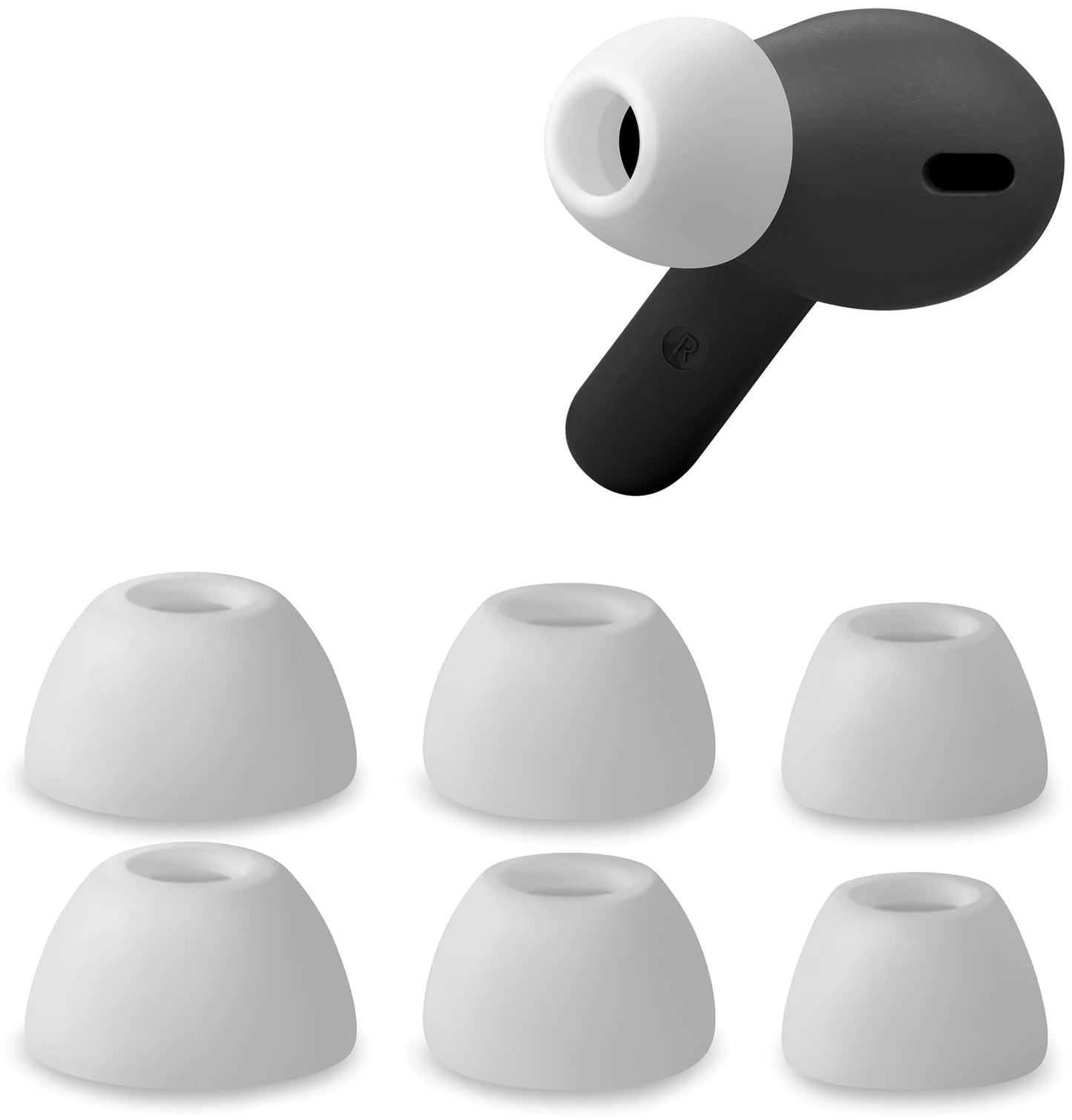 Geiomoo Silicone Ear Tips for JBL Vibe Beam 2 EarTips, JBL Vibe Beam Ear Tips, Replacement Eartips Earbuds Earpads (White, L/M/S)