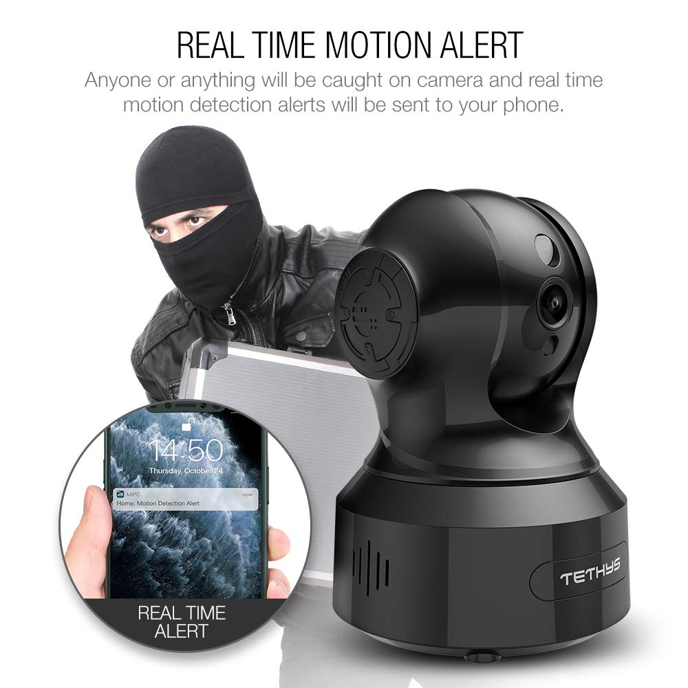 TETHYS Wireless Security Camera 1080P Indoor [Work with Alexa] Pan/Tilt WiFi Smart IP Camera Dome Surveillance System w/Night Vision,Motion