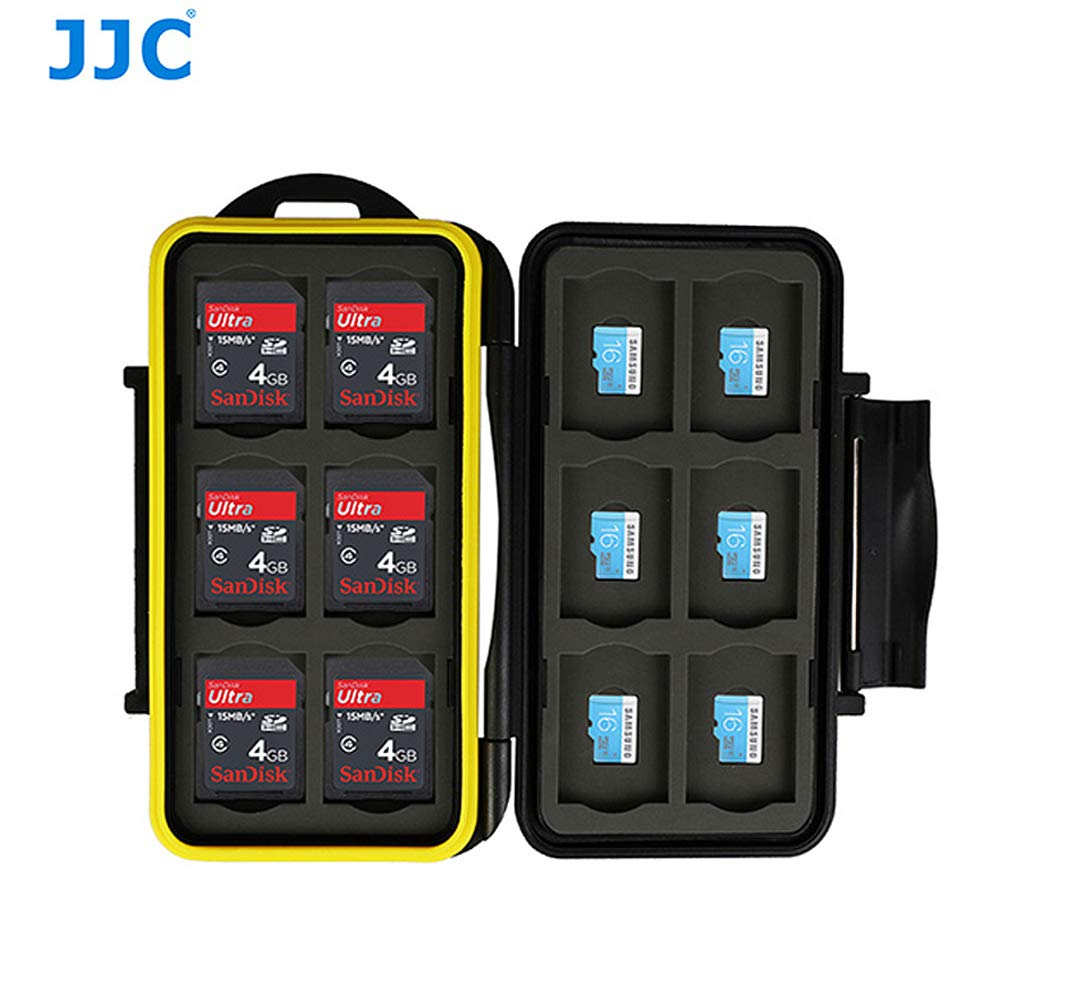 JJC MC-SDMSD24 Ruggard SD Card Case, Micro SD Card Case, Water-Resistant Case for SD Micro SD Cards, Rubber Sealed Ergonomic Locking Easy Carrying