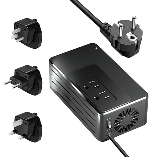 1600W Universal Travel Converter Step-Down 220V to 110V, Pure Sine Wave, for All American Appliances, Lightweight 2lbs