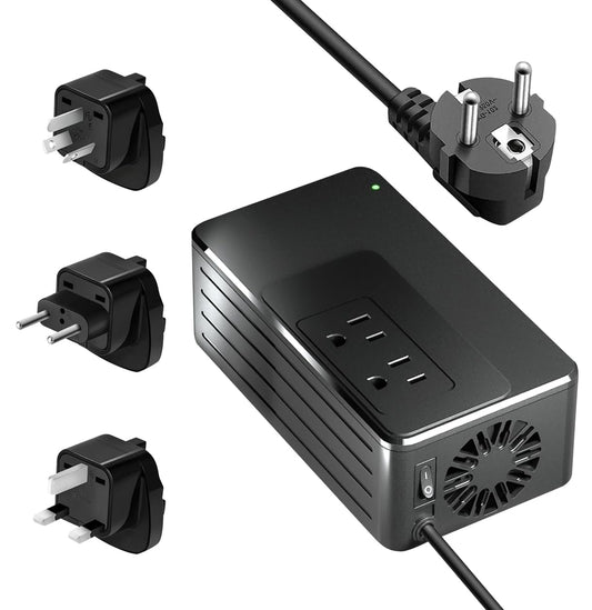 1600W Universal Travel Converter Step-Down 220V to 110V, Pure Sine Wave, for All American Appliances, Lightweight 2lbs