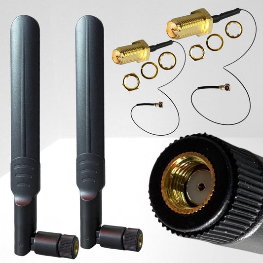 2-Pack Dual Band Antenna WiFi 2.4GHz 5GHz 5.8GHz 8dBi RP-SMA Male,U.FL IPEX MHF4 to RP SMA Female Extension Cable for M.2 NGFF Intel Wireless Network