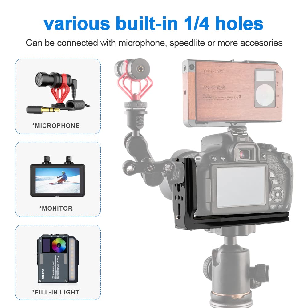 (Real Single One) DSLR Camera L Bracket Quick Release Plate Vertical Horizontal Switching Tripod Compatible with Canon Nikon Sony DJI Ronin Zhiyun