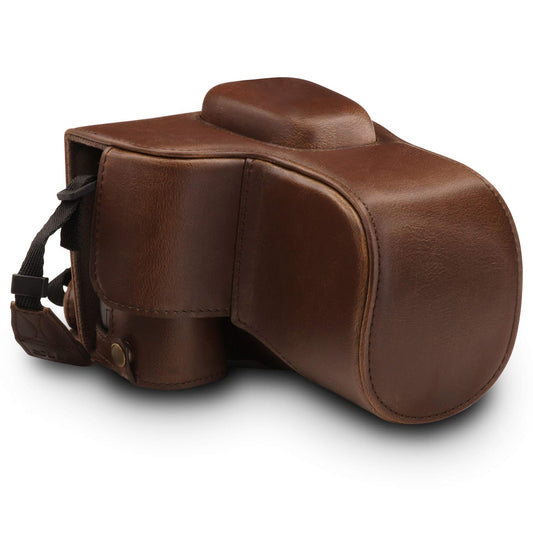 Megagear MG1536 Nikon D3500 Ever Ready Leather Camera Case and Strap - Dark Brown