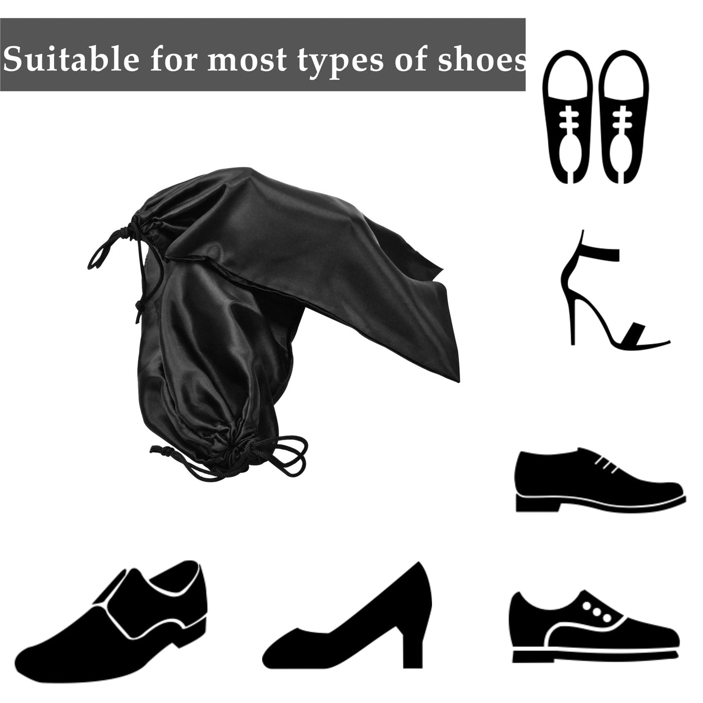 GONGKANGYUAN 10 Pack Shoe Bags for Travel Satin Fabric Shoe Bag with Drawstring for Men Women Travel Protecting Storing Shoes