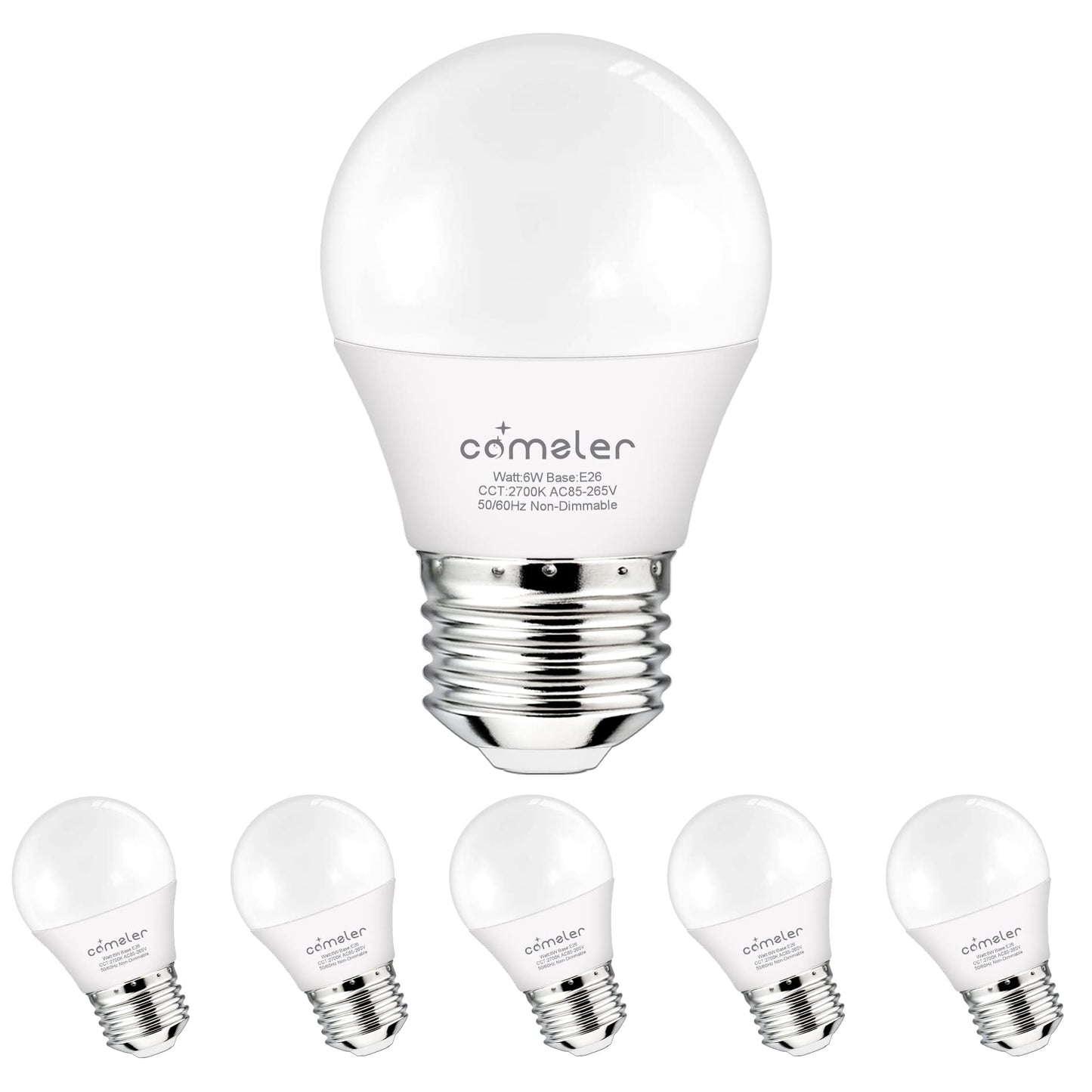 comzler E26 LED Small Light Bulbs 60W Equivalent 2700K Warm White A15 Bulbs