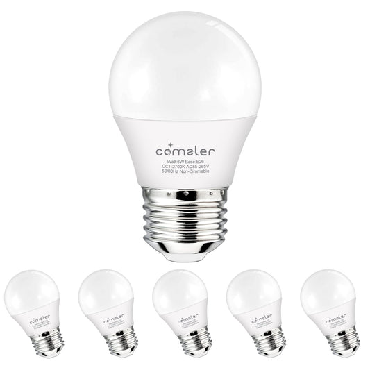comzler E26 LED Small Light Bulbs 60W Equivalent 2700K Warm White A15 Bulbs