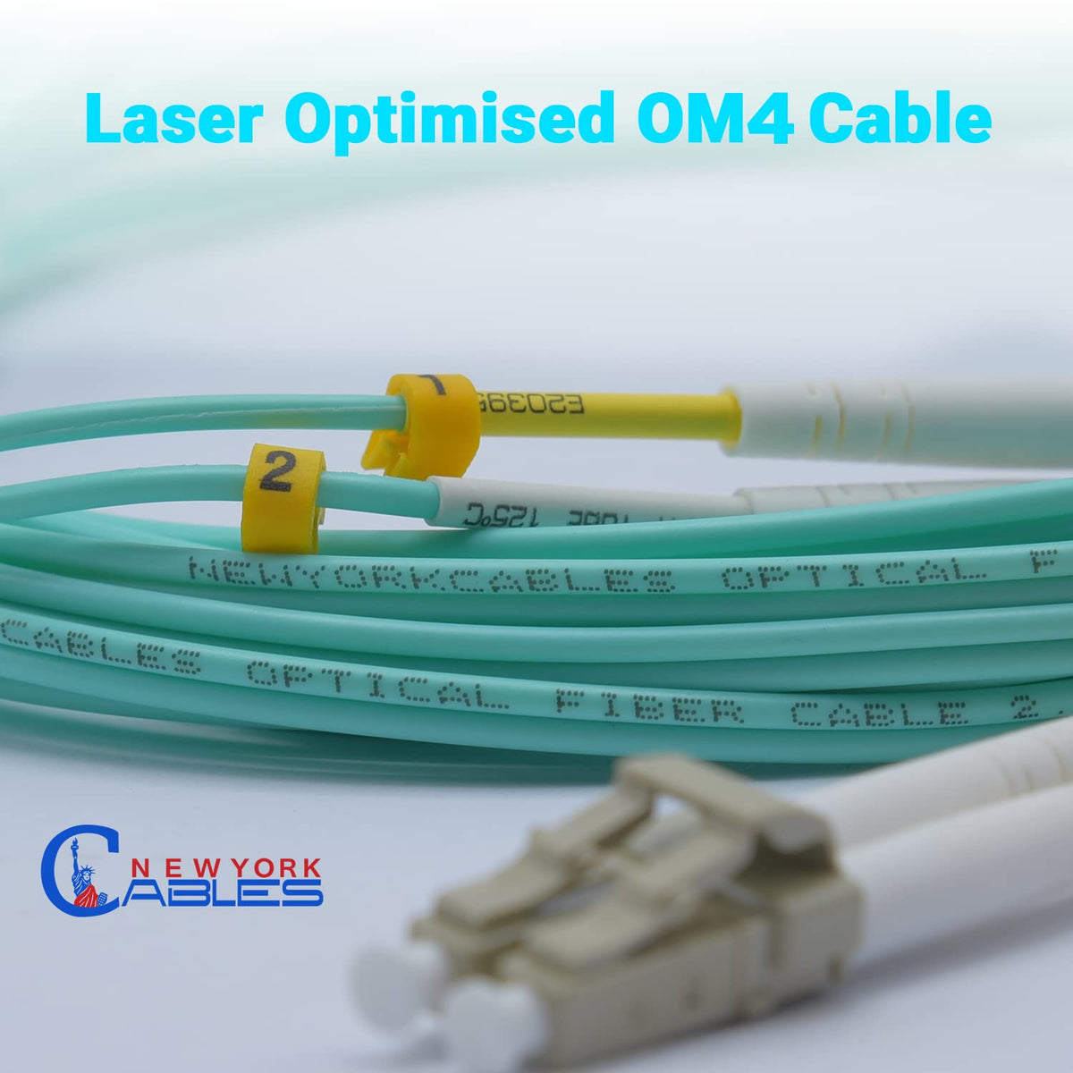 NewYork Cables Fiber Patch Cable | LC to LC Multimode Duplex OM4 50/125 Jumper Cord | 10M (32.8ft) 40gb Fiber Optic Cable (Aqua)