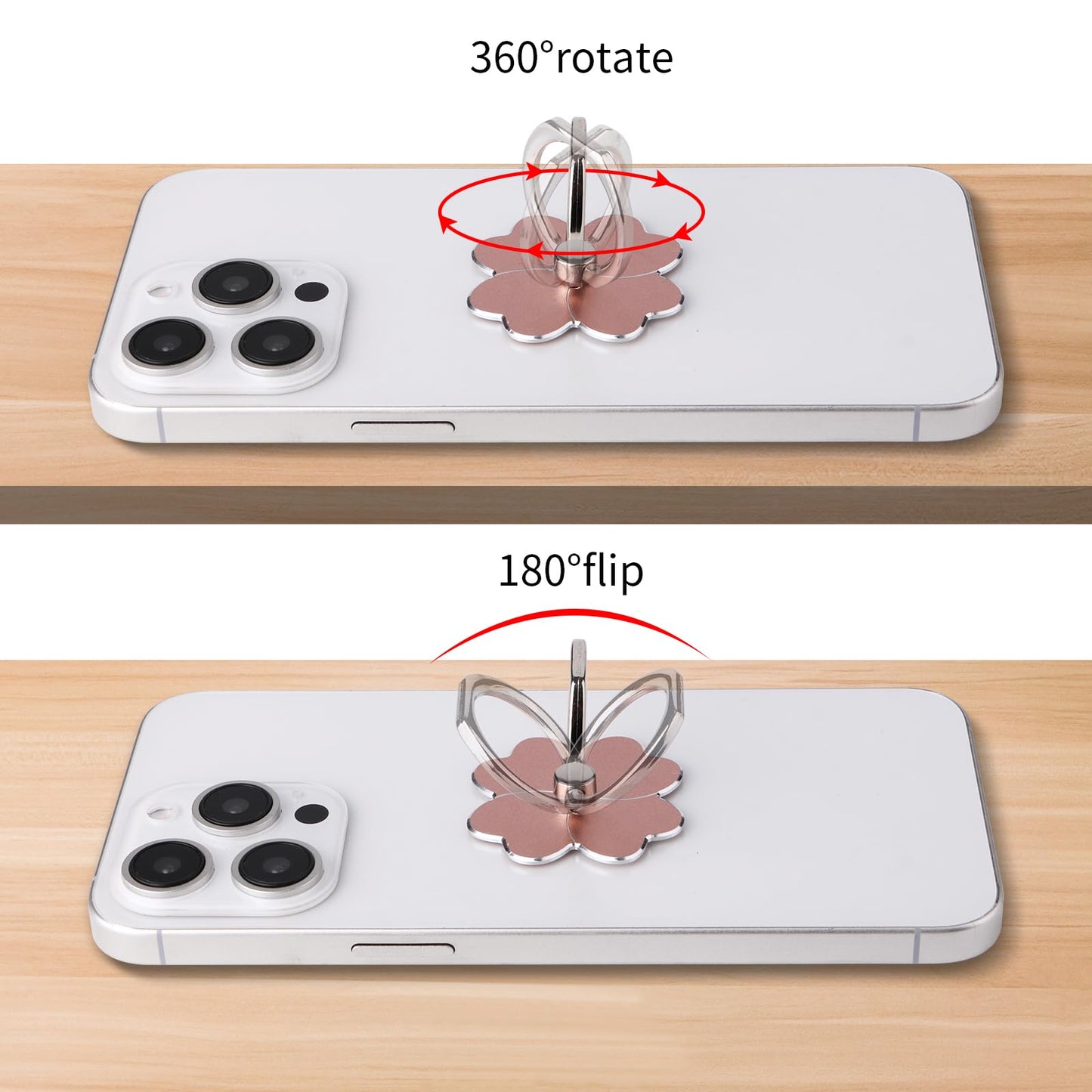 4pc-Cell Phone Ring Stand,Cell Phone Ring Holder Flower,360 Rotate and 180°Angle Adjustable Metal Finger Ring Socket Grip Kickstand for Smartphones
