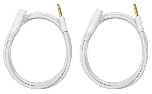 Audio2000'S E80206P2 Two-Pack 6-Feet XLR Female to Gold-Plated 1/4-Inch TS Male White-Color Audio/Recording/Stage/Microphone Cables (Total Two 6-Feet
