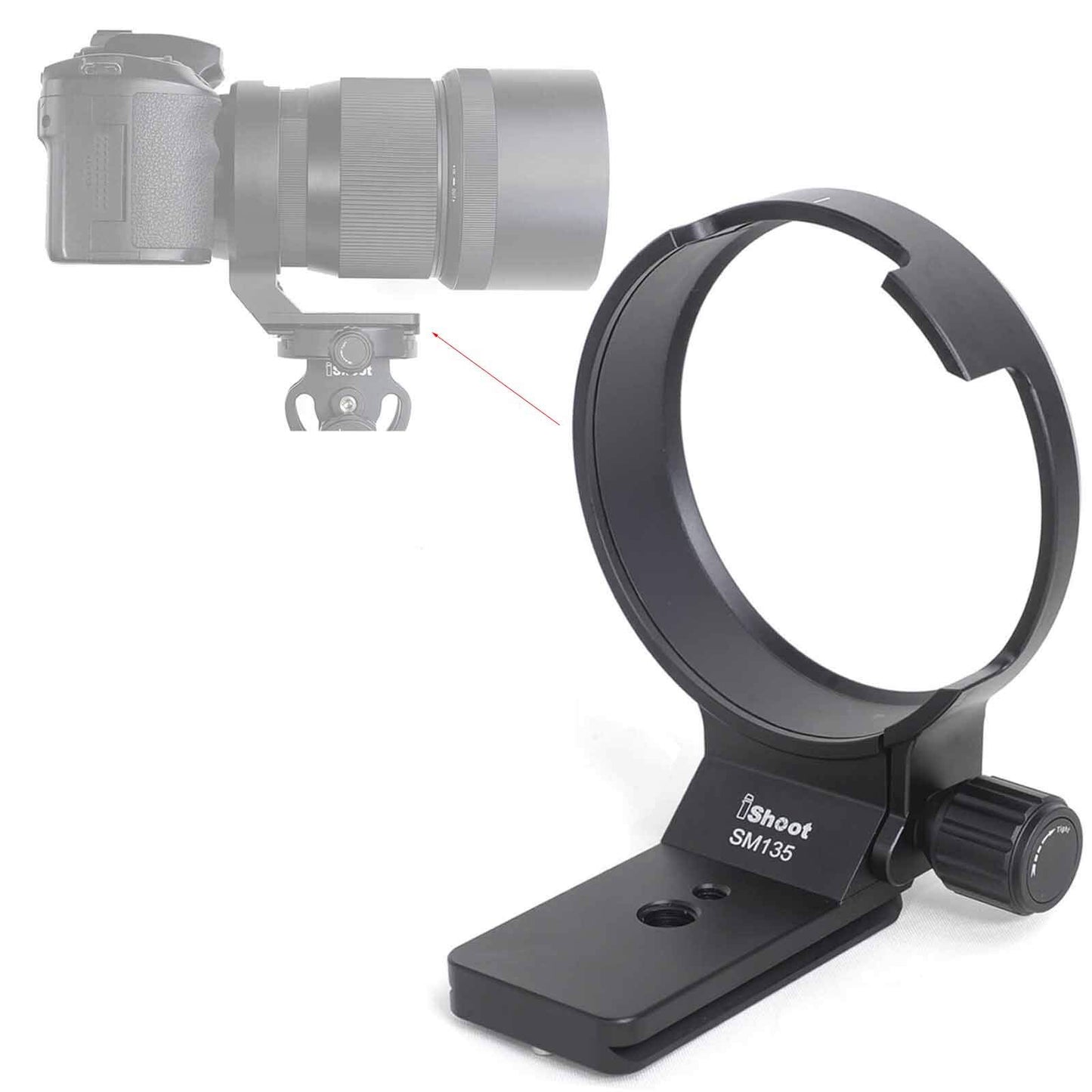 iShoot CNC Tripod Mount Ring for Sigma 135mm f/1.8 DG HSM Art Lens, Aviation Aluminum Lens Tripod Collar Support Bracket Holder with Quick Release