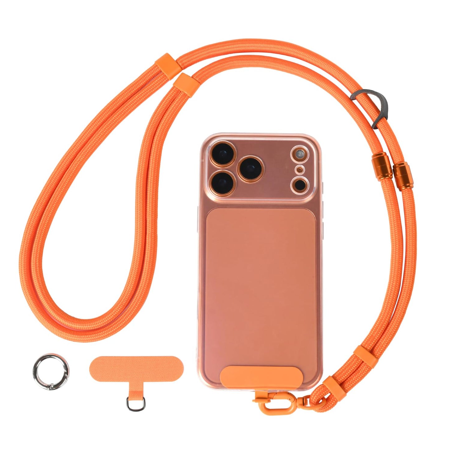 NUANJUYU 3-in-1 Phone Lanyard for Men & Women, Adjustable Anti-Lost Crossbody Neck Wrist Strap with Locking Knob for All Cell Phones?Orange?