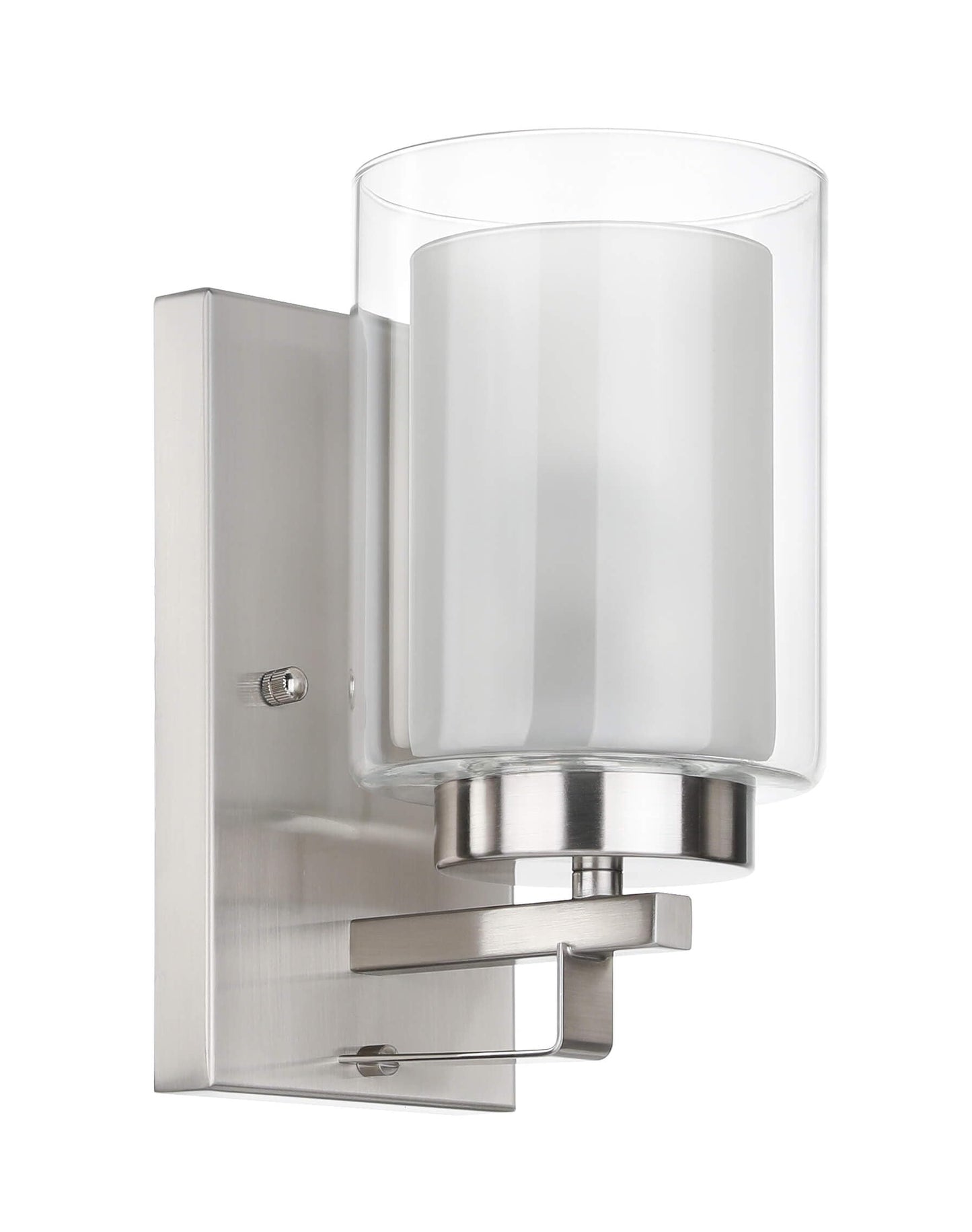 XiNBEi Lighting Wall Light 1 Light Bathroom Vanity Lighting with Dual Glass Shade in Brushed Nickel Indoor Modern Wall Mount Light Suitable