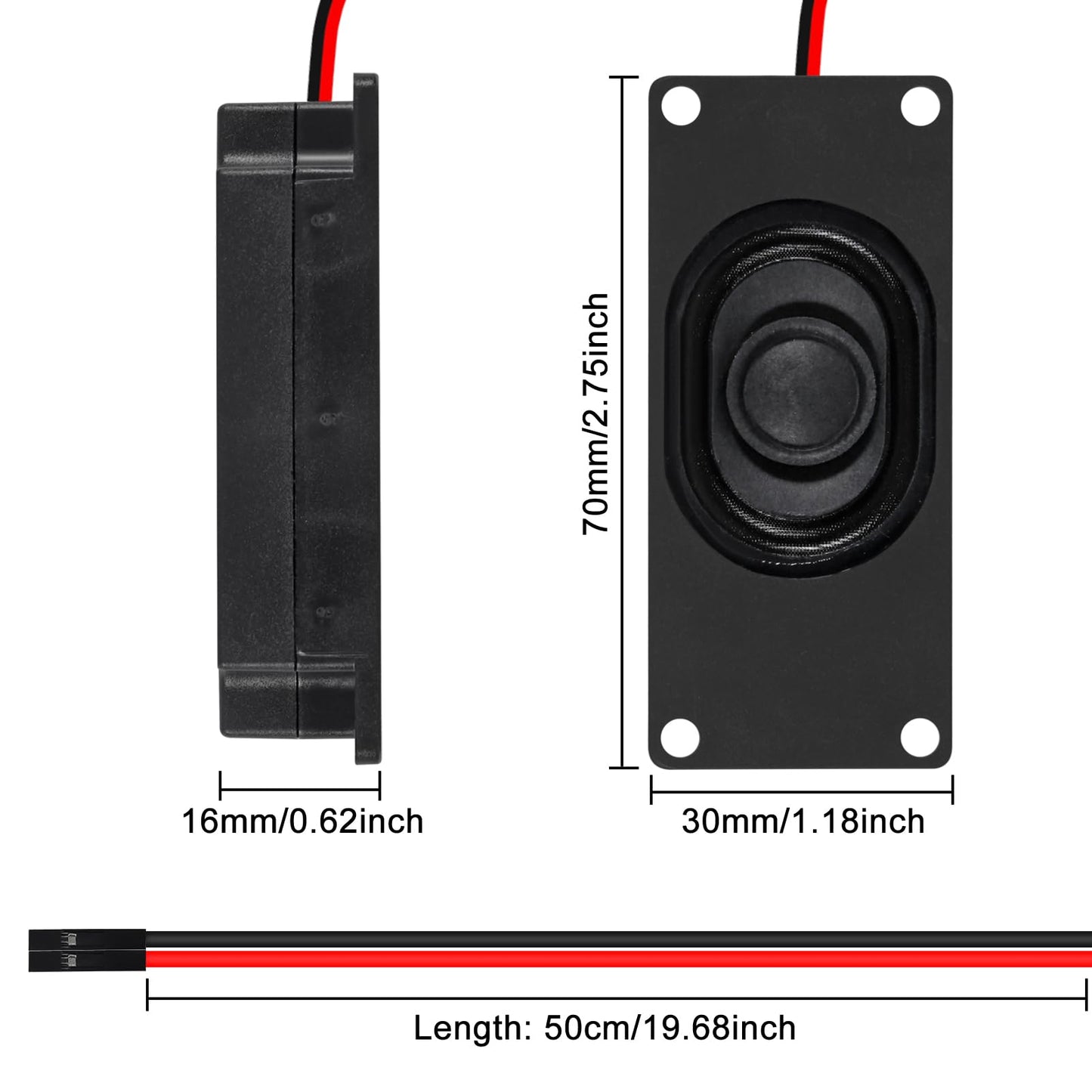 3PCS 8 Ohm 3 Watt Mini Speaker 3w 8ohm Loundspeaker Micro Speaker for Arduino LCD Small Electronic Project(Dupont Interface)