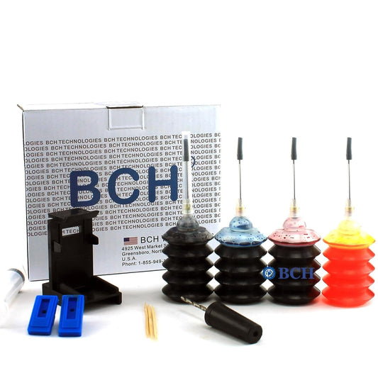BCH Ink Refill Kit - Compatible with Select HP Ink Cartridges (67, 63, 65, 61, 64, 62, 910XL) - High-Yield Ink for Inkjet Printers - Vibrant Colors