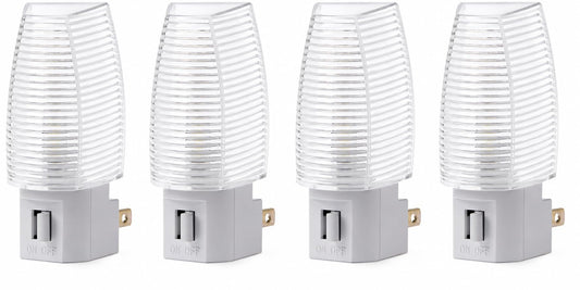 Projectpak Plug in Night Light with Manual On/Off Switch for Hallway, Kid’s Bedroom, Stairways - Includes 4W Incandescent Bulb | 4 Pack