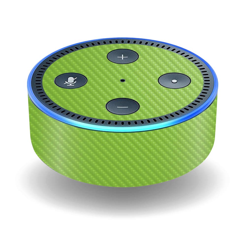 MightySkins Carbon Fiber Skin for Amazon Echo Dot (2ND Gen) - Solid Lime Green | Protective, Durable Textured Carbon Fiber Finish | Easy to Apply…