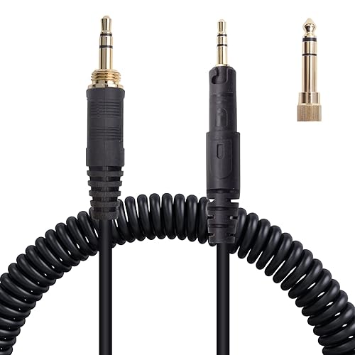 Hizsoaor ATH-M50x Replacement Cable, Audio Cable Compatible with Audio Technica ATH-M50x、ATH-M40x、ATH-M70x、ATH-M60x Coiled AUX Headphone Extension…