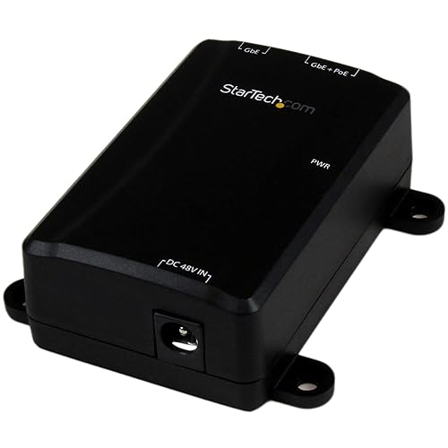 StarTech.com 1 Port Gigabit Midspan - PoE+ Injector - 802.3at and 802.3af - Wall-Mountable Power over Ethernet Injector Adapter , TAA (POEINJ1G)