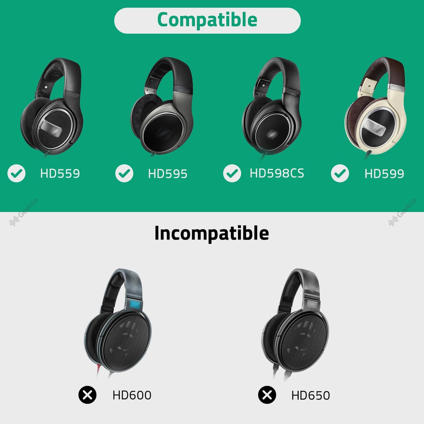 Geekria Shield Headphones Case Compatible with Sennheiser HD 550/505/599/598/560S/559/558/555/400 Pro, Replacement Hard Shell Travel Carrying Bag