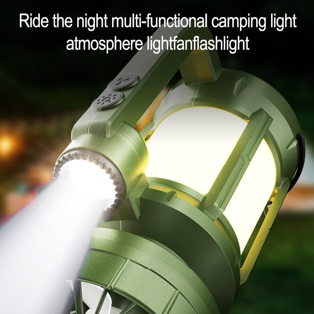 3-in-1 Solar Camping Fan with Light, 20W 500M Rechargeable Outdoor Lantern & Tent Fan, High-Speed Airflow, 5000mAh Battery, Solar/USB-C Charging, IPX4
