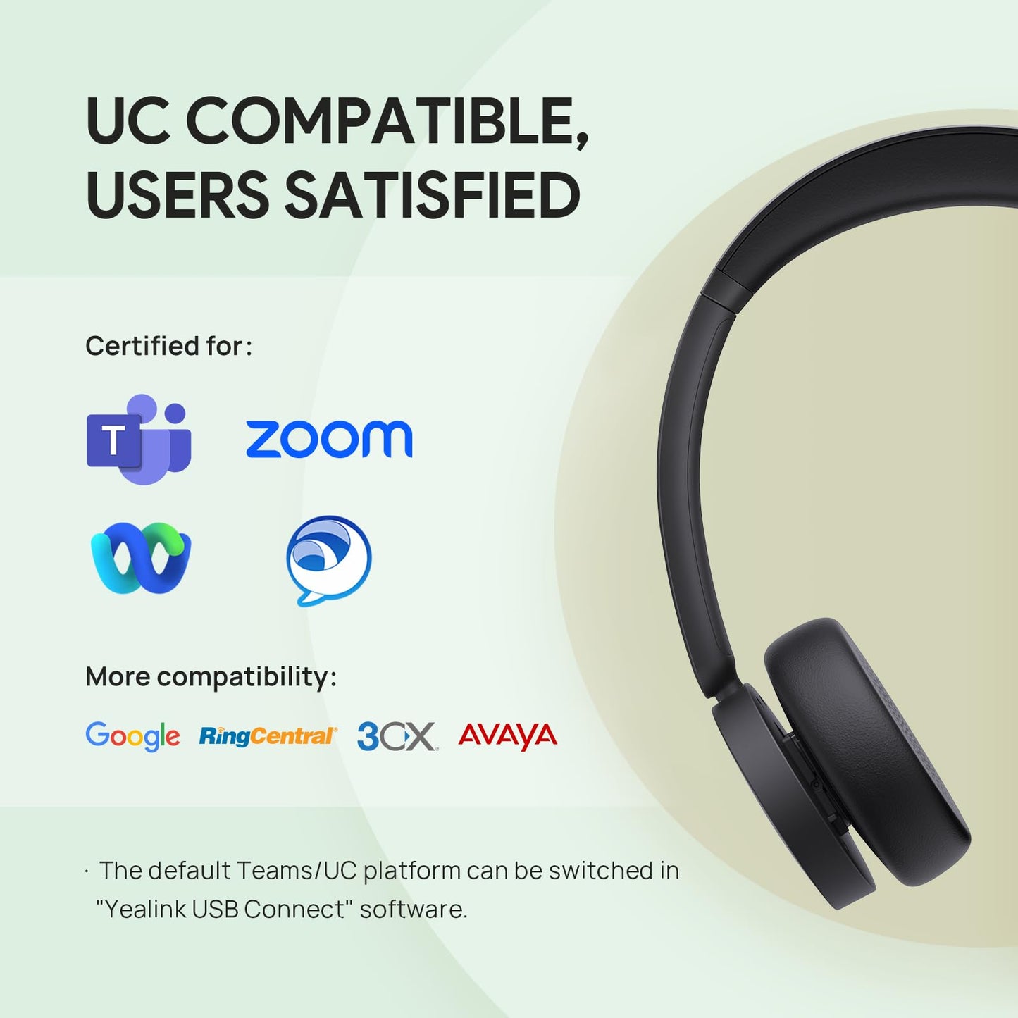 Yealink BH70 Dual Wireless Headset with Mic for Work, Bluetooth Headphone with Teams Certification, up to 35h Talk Time, 147g All-Day Wearing Comfort
