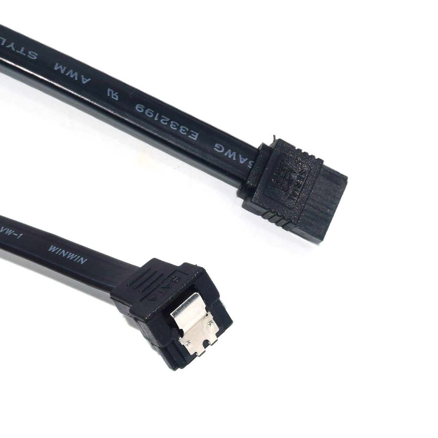 ELifeApply SATA Cables, Sata III 6.0 Gbps Cable 90 Degree Right Angle Data Cable 7 Pin with Locking Latch 18Inch for SATA HDD, SSD, CD Driver etc(3