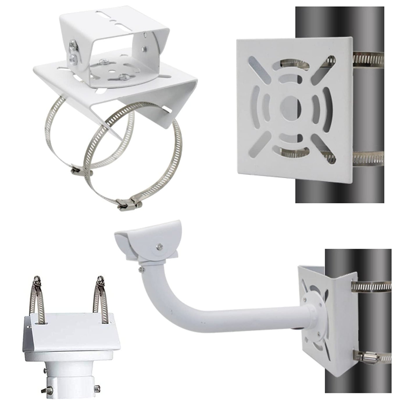 Lighfast 2pcs Universal Wall Mounting Bracket with 4 Loops, Vertical Pole Mount Adapter for CCTV Security Camera PTZ Dome Indoor Outdoor AP Access