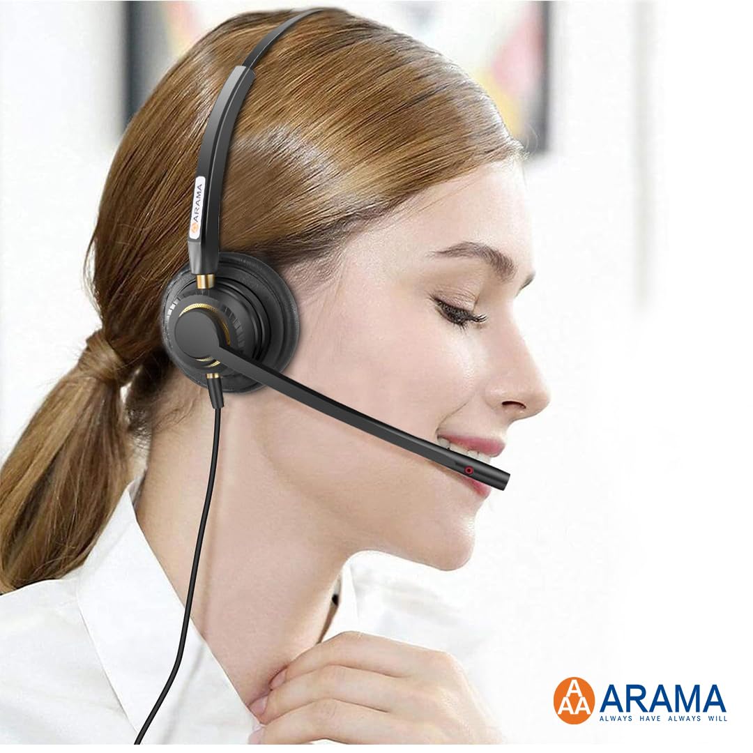Arama Corded Telephone Headset Mono w/Noise Canceling Mic for Polycom Mitel Avaya Aastra Allworx Adtran Alcatel Lucent AltiGen Comdial Digium Gigaset