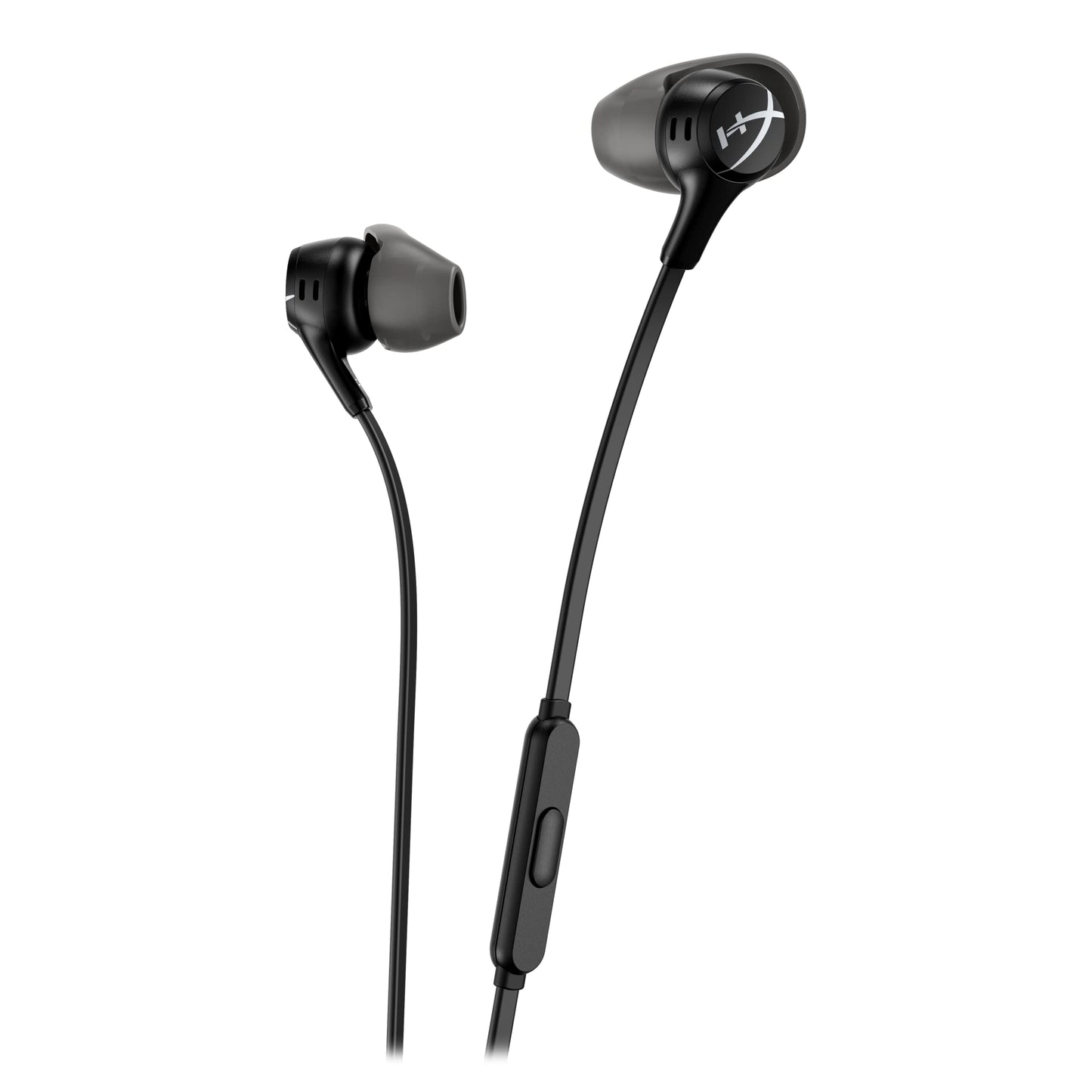 HyperX Cloud Earbuds II 14mm Drivers, Four Eartips, Hard-Shell Carrying Case, Low-Profile 90° Plug, 3.5mm Plug, Built-in Microphone, Multi-Function