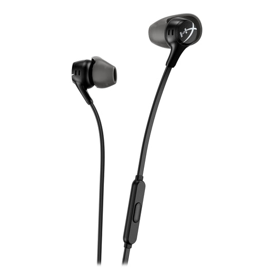 HyperX Cloud Earbuds II 14mm Drivers, Four Eartips, Hard-Shell Carrying Case, Low-Profile 90° Plug, 3.5mm Plug, Built-in Microphone, Multi-Function