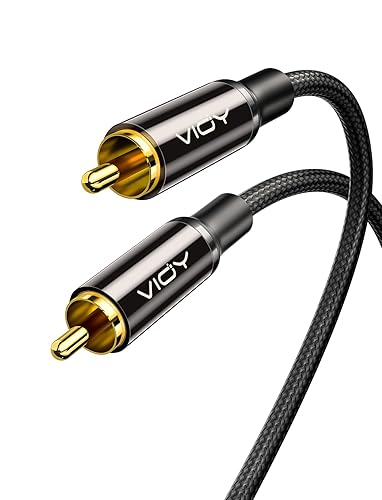 VIOY Coaxial Digital Audio Cable (6.6 FT), [Gold-Plated & Braided] Subwoofer Cable RCA Male to Male HiFi 5.1 SPDIF Stereo Audio Cable for Home