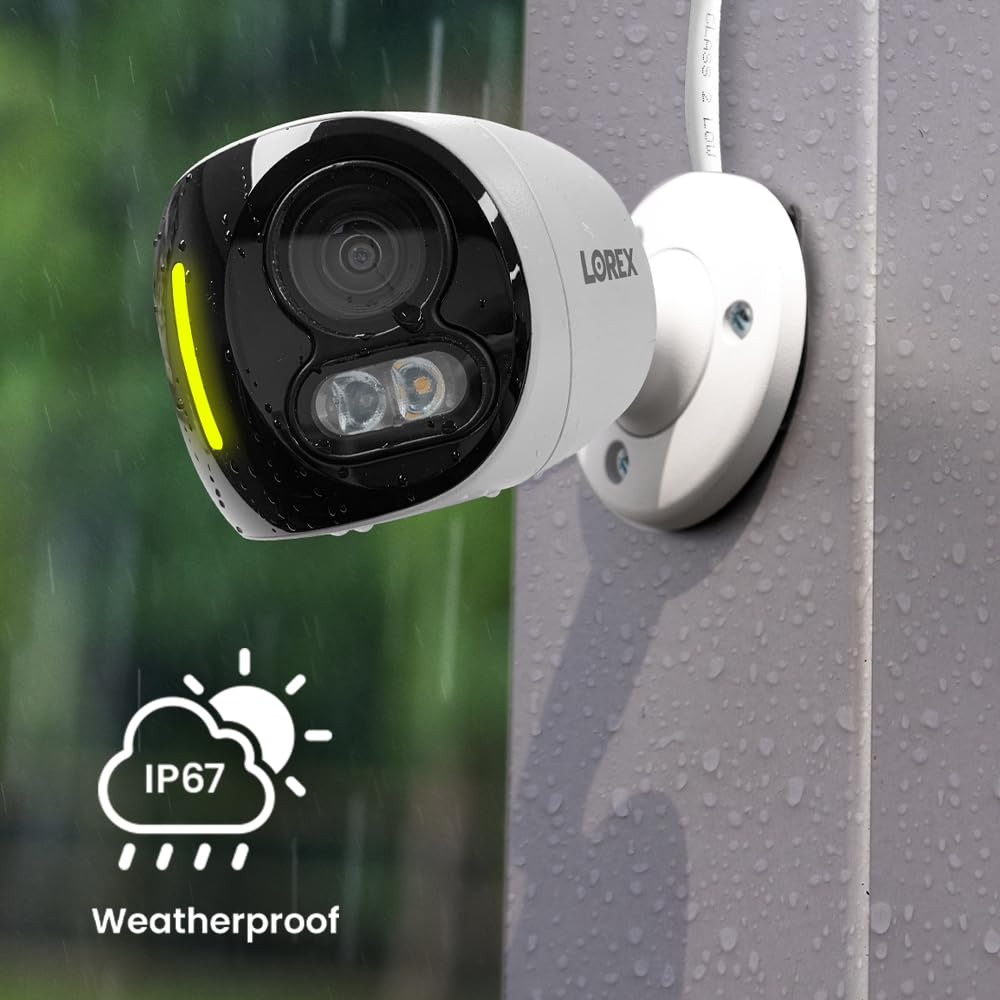 Lorex 4K 8MP IP Wired Dual-Lens Add-On Outdoor Security Camera | Smart Security Lighting | Motion Detection | 180° Panoramic View | Auto Framing |