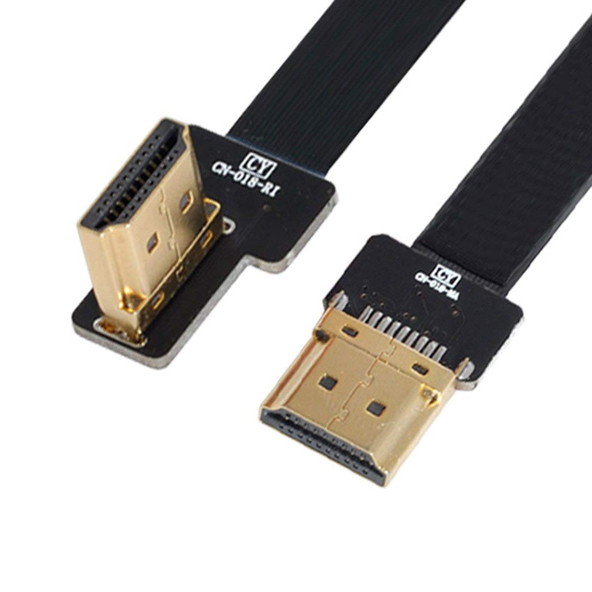 xiwai CYFPV FPV HDMI Male to Left Angled 90D HDMI Male HDTV FPC Flat Cable for FPV HDTV Multicopter Aerial Photography (0.2M)