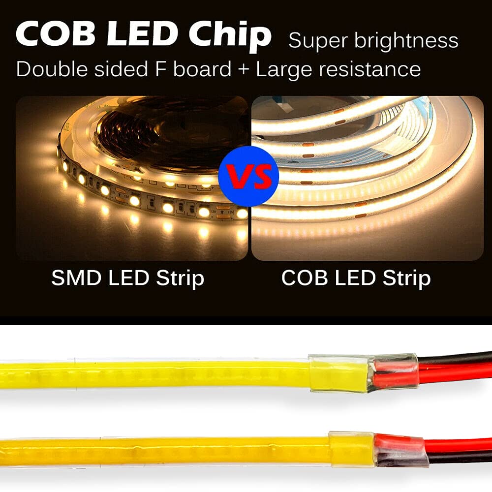 weisuan-Tuodi DC 12V/24V 5MM Width PCB Premium High Brightness COB LED Strip Flexible High Density Chips Ra>90 Super Brightness Warm Natural White