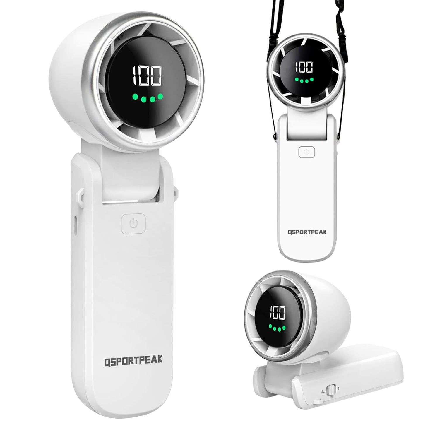 Portable Handheld Turbo Fan, Stepless 100 Gear Wind,4000mAh Rechargeable,Up to 12 Working Hours,3 IN 1 Hand /Desk/Neck Fan with Air Turbo Tech Cooling