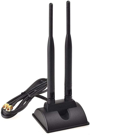 TECHTOO WiFi Antenna Dual Band 2.4GHz - 5.8GHz with RP-SMA Connector Magnetic Base for Wireless Network Router - USB Adapter - PCI PCIe Cards - Signal
