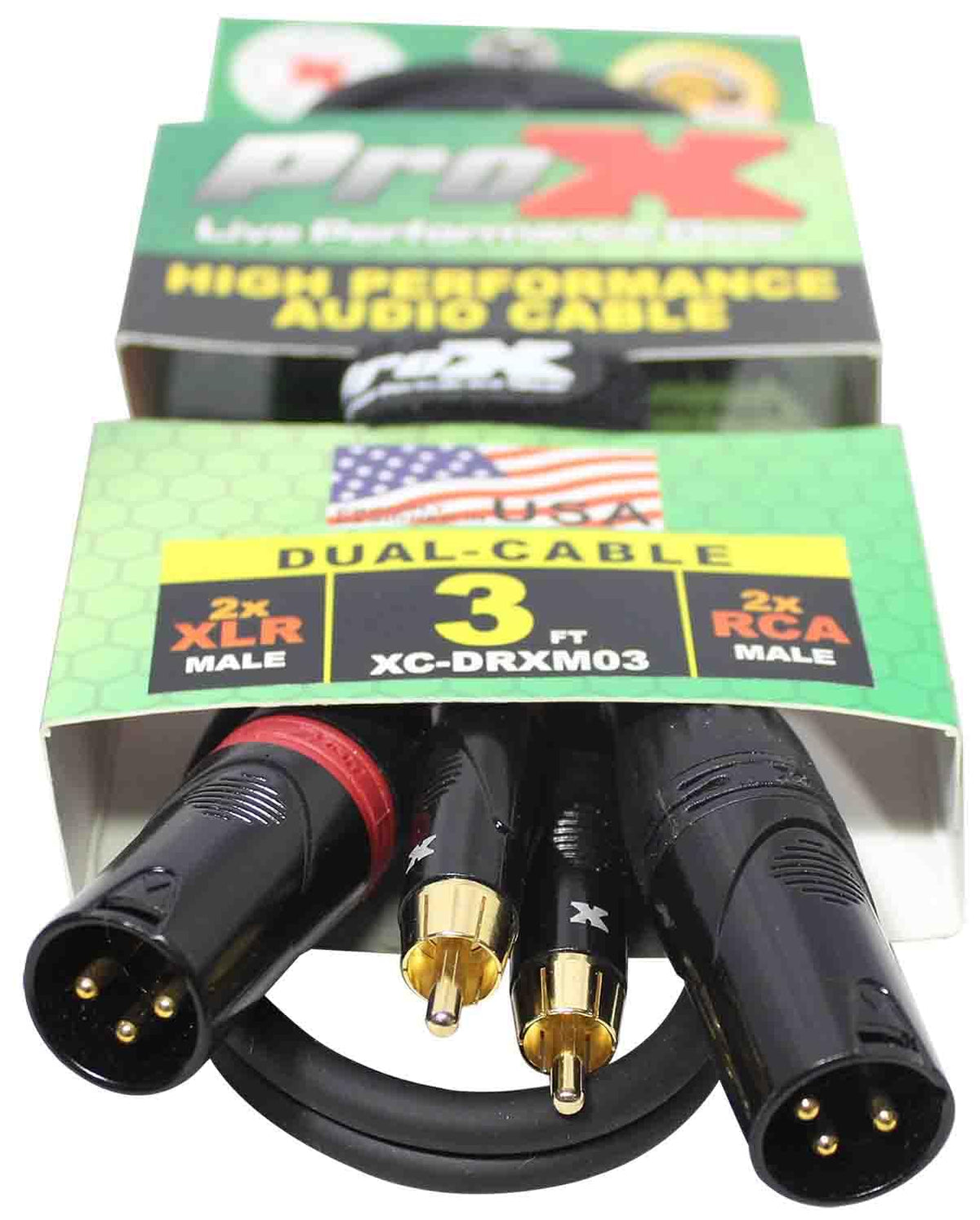 Prox XC-DRXM03 3' Dual RCA-M to XLR3- Unbalanced Audio Cable
