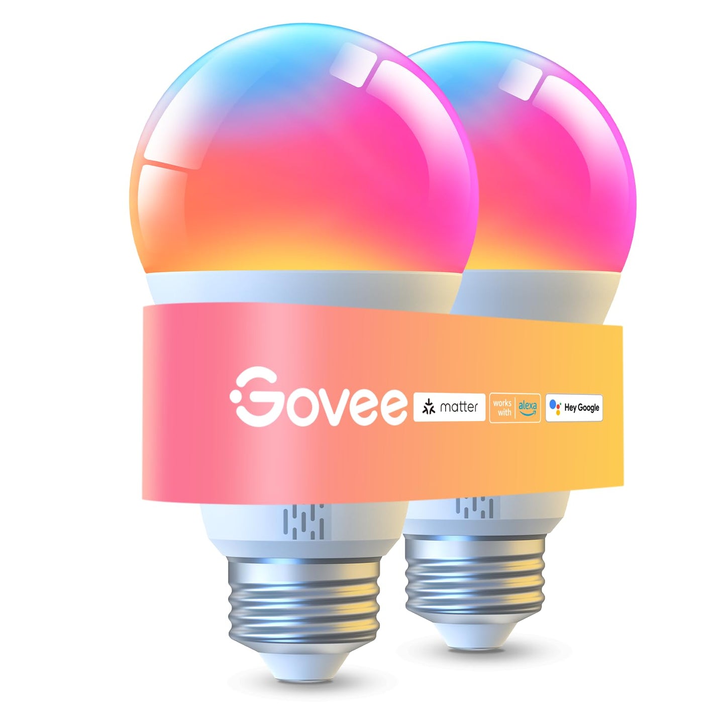 Govee LED Smart Light Bulbs, 1000LM RGBWW A19 75W E26 Base 2 Pack
