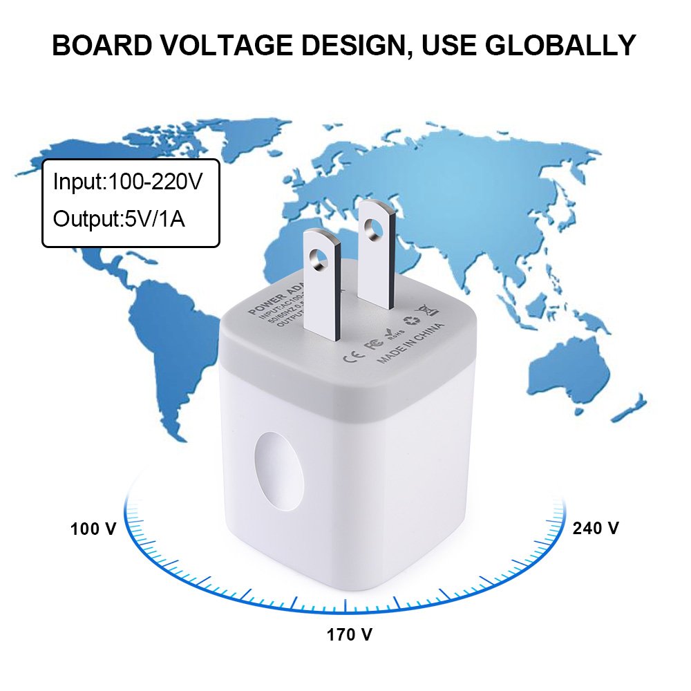 Single Port USB Charger,UorMe 1A 5V Wall Plug USB Power Adapter 5 Pack for iPhone 15 Plus 14 Pro Max/13/12/11/X/8/7/6S/6Plus,Samsung Galaxy S23
