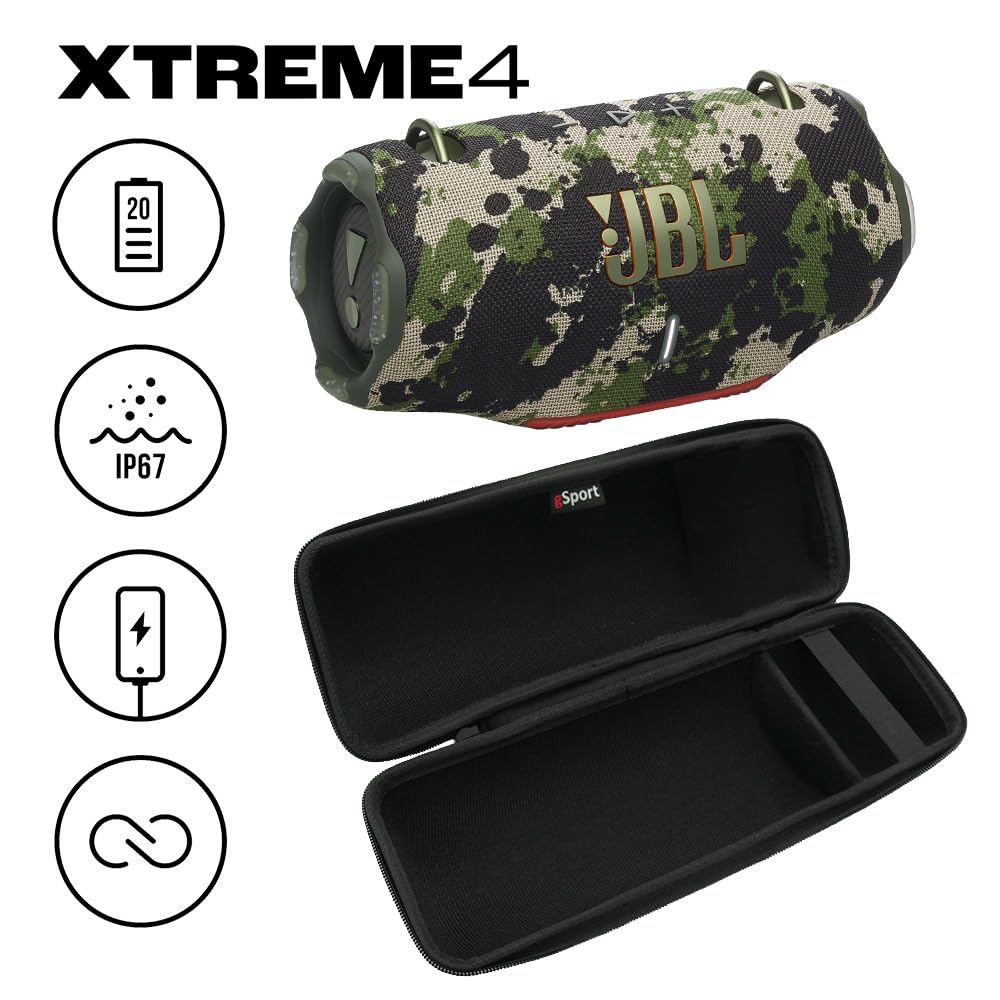 JBL Xtreme 4 Bluetooth Speaker with gSport Carbon Fiber Case (Camo)