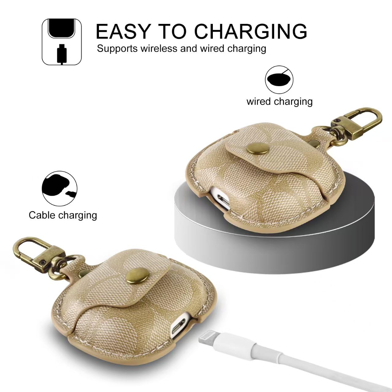 for AirPods 4 Case, Compatible with for AirPods 4th Generation Case for Women Men, Leather Full Body Shockproof Protective Drop Protection Cover