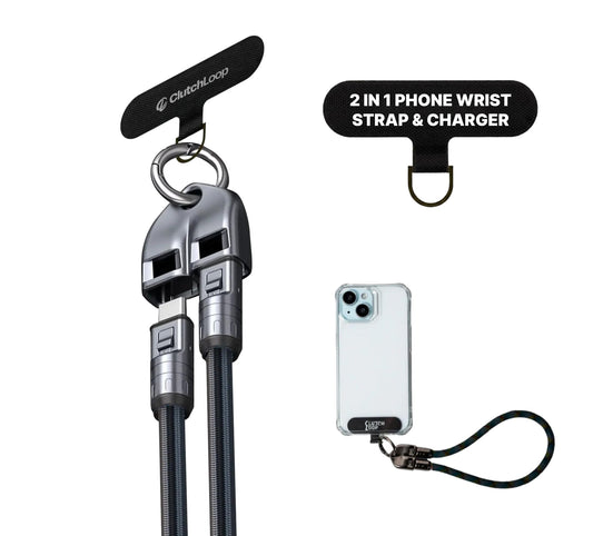 ClutchLoop Cell Phone Lanyard and USB C to USB C Charger for iPhone: Wrist Strap Most iPhone and Android Smartphones