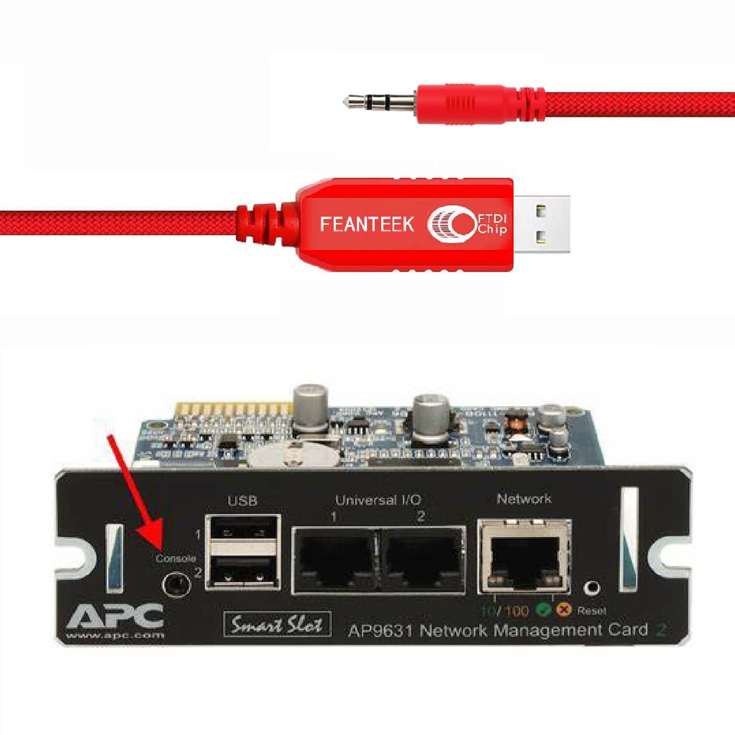 Feanteek USB to AJ2.5 Cable 940-0299A USB Console Cable for APC UPS, APC Management Card AP9630 AP9631 and AP9635(APC Part# 940-0299(1.8m))