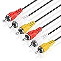 TNP 3 RCA AV Cable - 15 ft Audio Video Cable with Male to Male Connector - Dual Shielded Red White Yellow Composite Video RCA Cord Wire Jack Plug