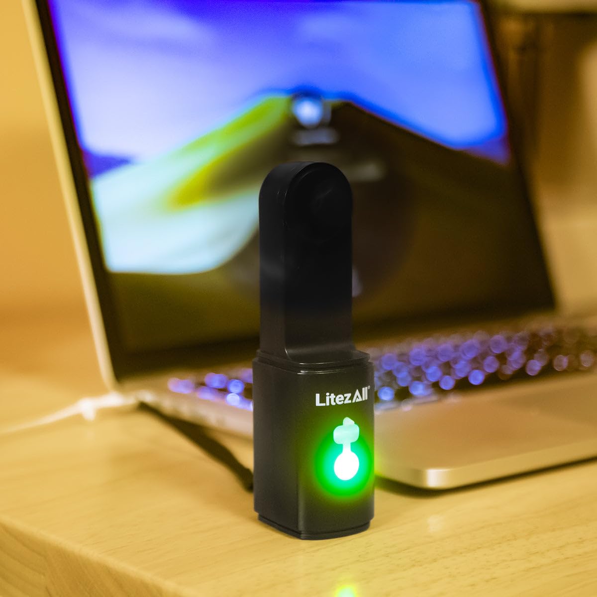 LitezAll Rechargeable Pocket Fan with Flashlight | 3-in-1 Portable Cooling Fan & LED Handheld Light | Fan Cover Converts to Mini Table Lamp | USB-C